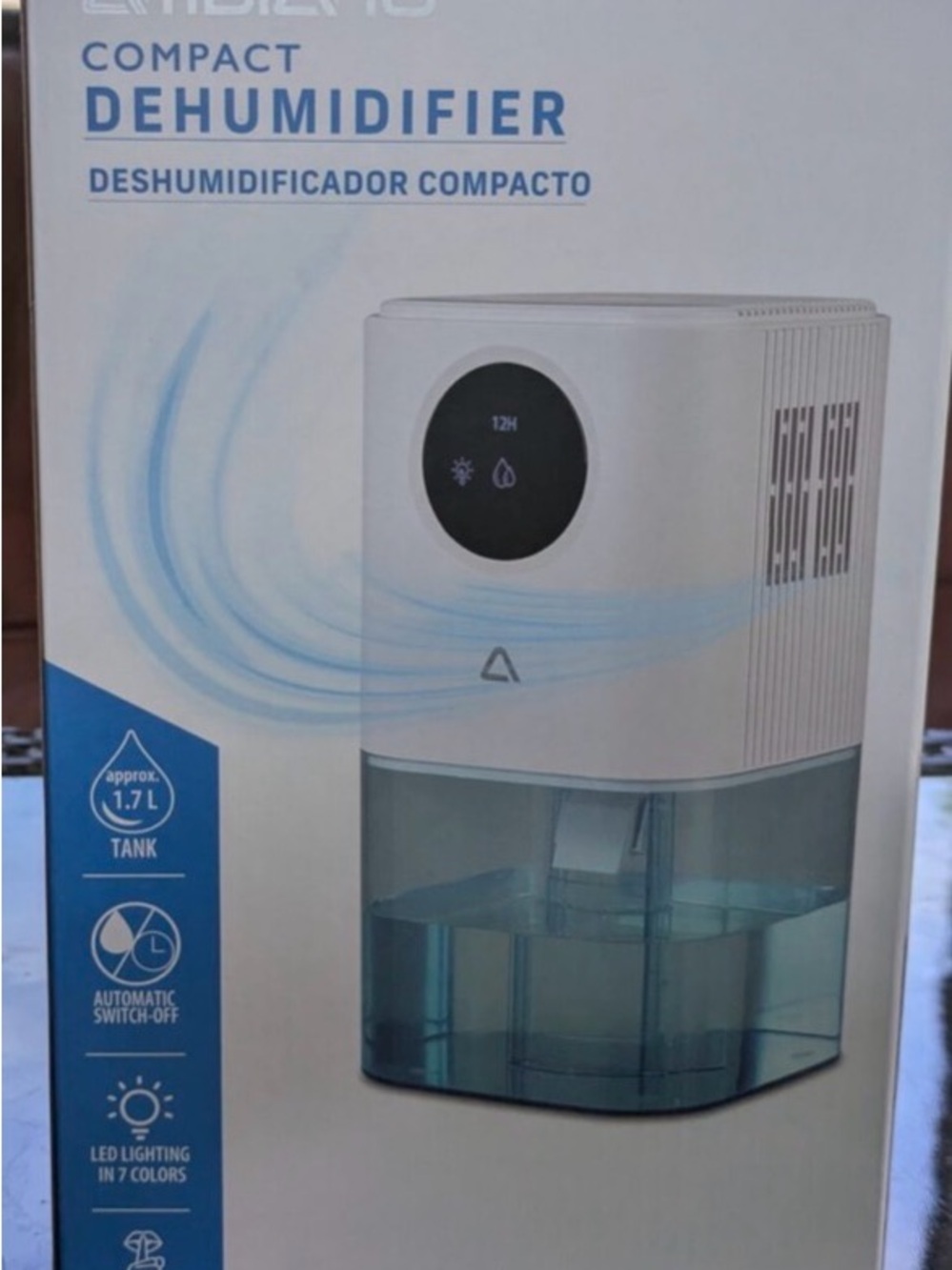 Ambiano Compact Dehumidifier 1.7 L Tank Quiet LED Lighting Auto Switch off NEW - Picture 2 of 9